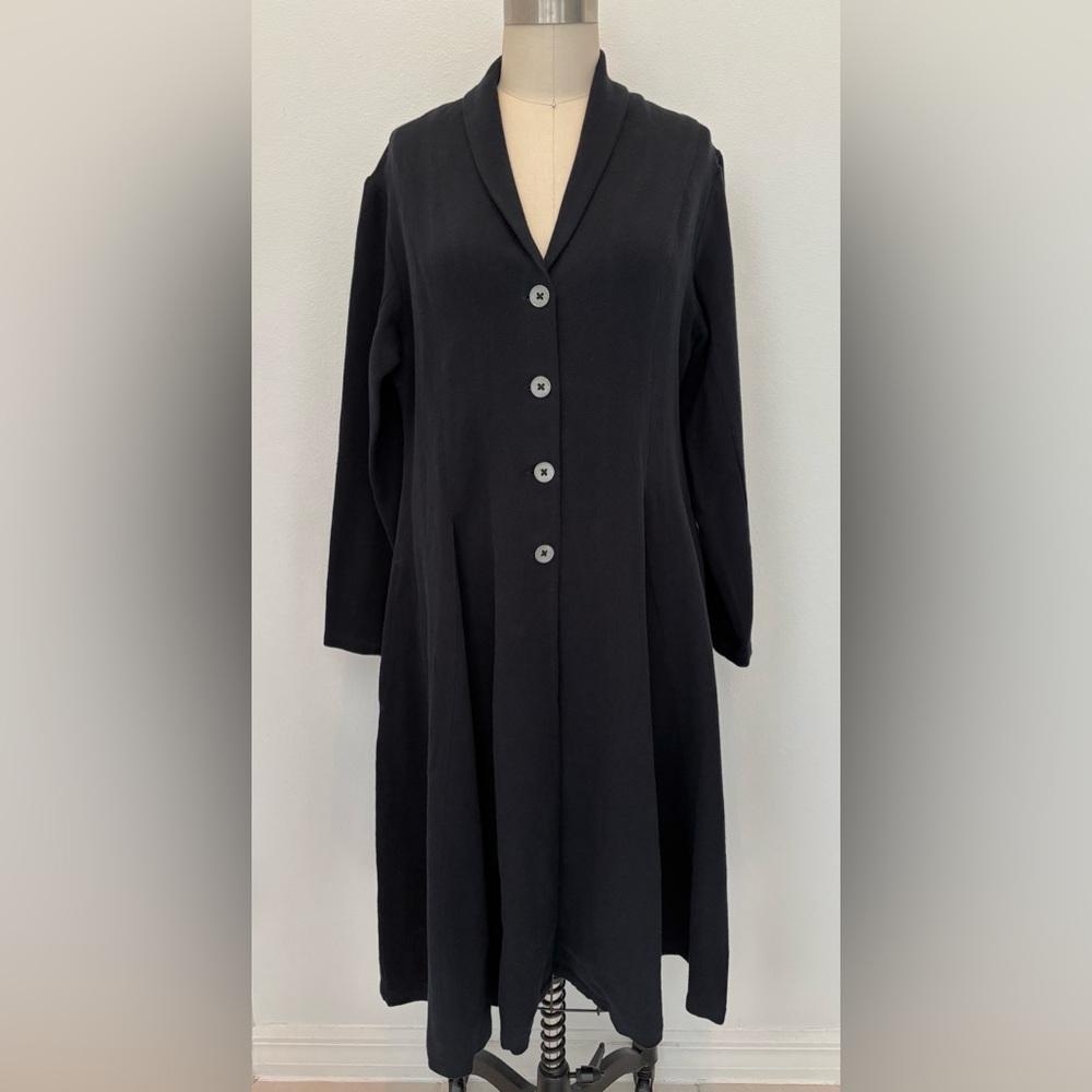 Ewa i Walla Majros Coat/Dress NWT Classic Black Twill Transitional M